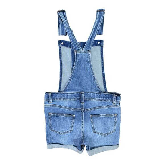 Cat & Jack Medium Wash Distressed Overall Shorts - Size Medium (7/8) - Picture 3 of 4